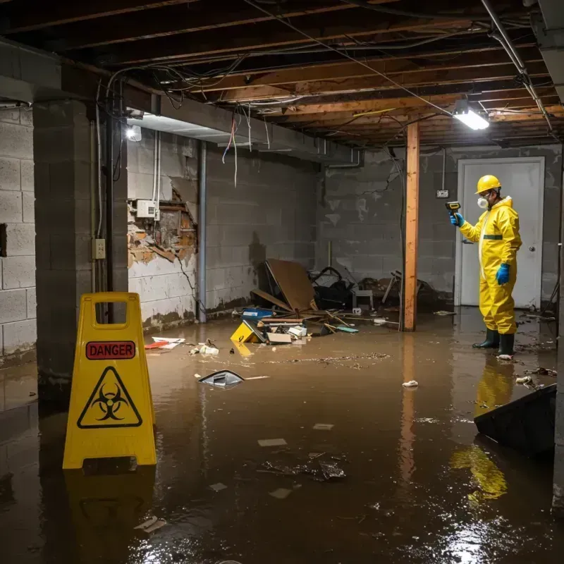 Flooded Basement Electrical Hazard in Medford, MN Property